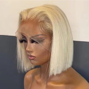 Honey Blonde 613 Bob Wig Human Hair HD Transparent 13X4 Straight Bob Lace Front Wigs Human Hair Wear and Go Glueless Wig Human Hair Pre Plucked 613 Blonde Short Bob Lace Frontal Wigs For Black Women