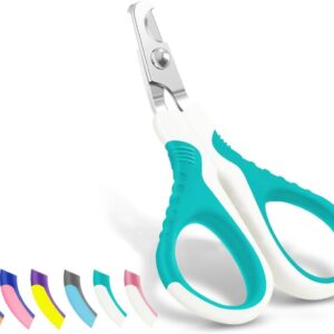 WePet Pet Nail Clippers U07.1, Professional Claw Trimmer, Bended Scissor Special for Cats, Kittens, Dogs, Puppies, Small Animals, White/Pine Green