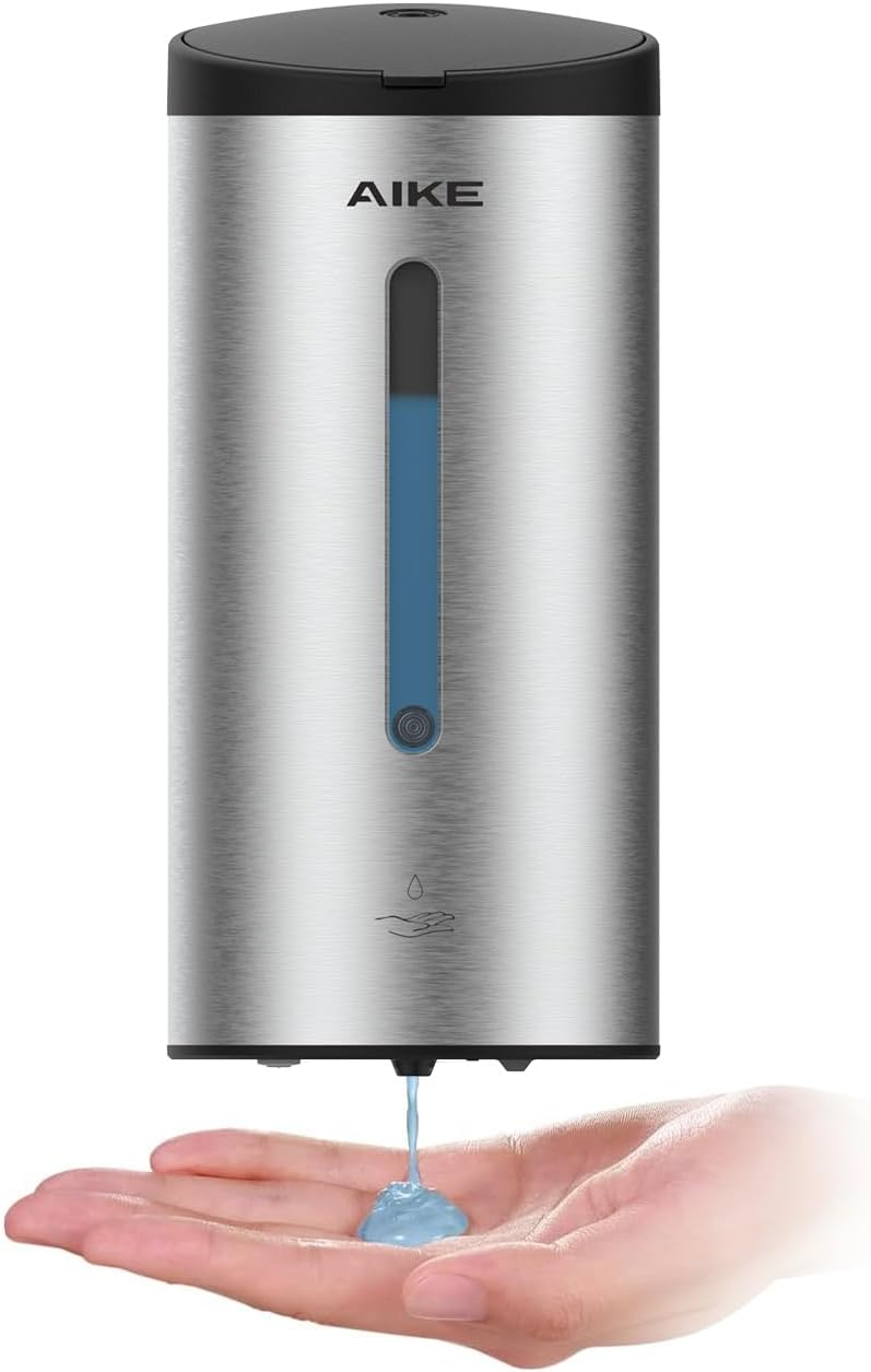 AIKE Wall-Mount Automatic Liquid Soap Dispenser Commercial Large Capacity Brushed Stainless Steel Finish Model AK1205