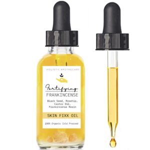 Fortifying Frankincense Resin Infused 100% Organic Black Seed, Rosehip & Castor Oils for Face Miracle Anti-Aging Facial Moisturizer Cold Pressed Oils Natural Serum Skincare Hydrates Skin