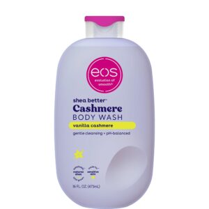eos Shea Better Cashmere Body Wash, Vanilla Cashmere, Moisturizing and Nourishing, pH Balanced Creamy Gel Formula, Paraben & Phthalate Free, Sensitive Skin,16 fl oz