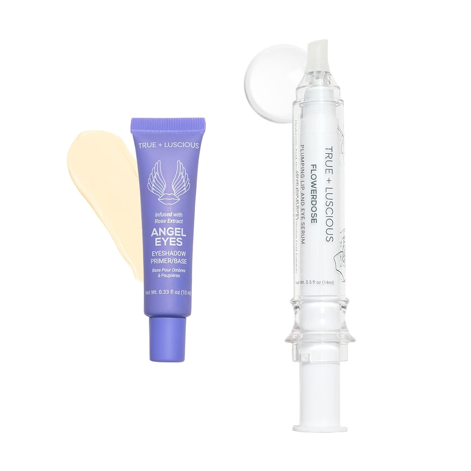 True + Luscious Prep and Prime Duo - Angel Eyes Eyeshadow Primer (Light) & Flowerdose Moisturizing Lip and Eye Serum