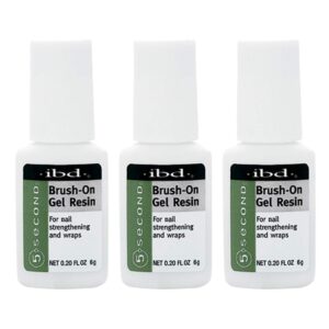 IBD 5 Second Brush On Nail Glue Gel Resin – Strong Nail Glue for Broken, Cracked & Split Natural Nails, NailBond Repair & Strengthening for Wraps – 6g, 3 Count