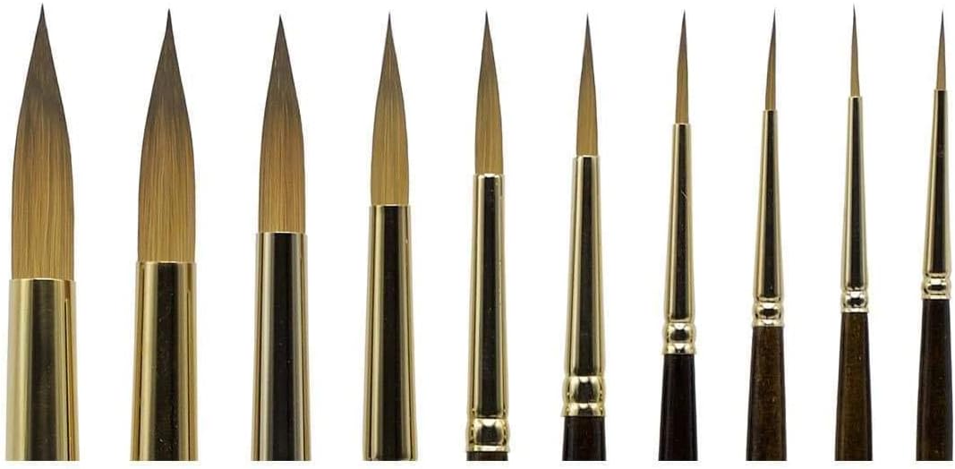 KINGART 1010C Premium 10 Pc. / Sizes Finesse 8020 Series Ultra Round Watercolor Artist Brush Set, Synthetic Kolinsky Sable Blend, Short Handle, Gift Boxed - Image 8