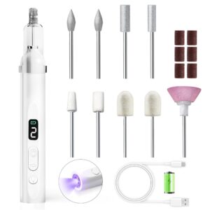 Professional Electric Nail Drill Machine Cordless Rechargeable with UV Light 3 Speed Gears for Acrylic Gel Nails Thick Toenails Home Salon Beginner Kit