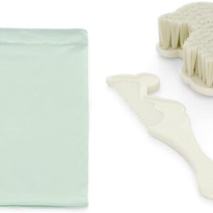 Beauty Hairbrush and Comb Set, Bear Shaped Baby Brush Set for Newborns, Soft Natural Bristles Baby Rounded Tips, Comfortable for Babies (White)