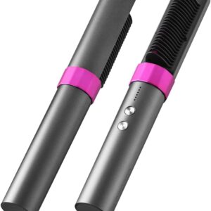 Cordless Hair Straightener Brush, Portable Straightening Brush for Travel, 100 Million Negative Ionic Mini Hair Straightener Comb for Women, with 6 Temps & 20s Fast Heating, Anti-Scald
