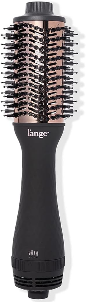 L'ANGE HAIR Le Volume 2-in-1 Titanium Blow Dryer Brush | Hot Air Brush in One with Oval Barrel | Hair Styler for Smooth, Frizz-Free Results for All Hair Types (Black - 60mm)
