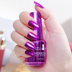 Metallic Nail Polish, Mirror Long-Lasting Quick Dry Nail Lacquers, Shiny Nail Art Decoration (7#, 18ml)