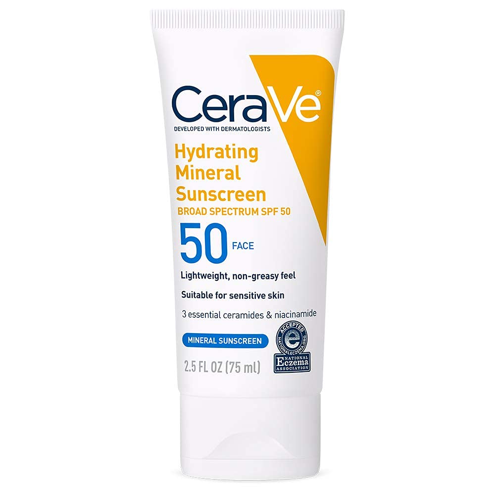CeraVe SPF 50 Oil-Free Mineral Face Sunscreen with Zinc Oxide, 2.5 oz, New - Image 10