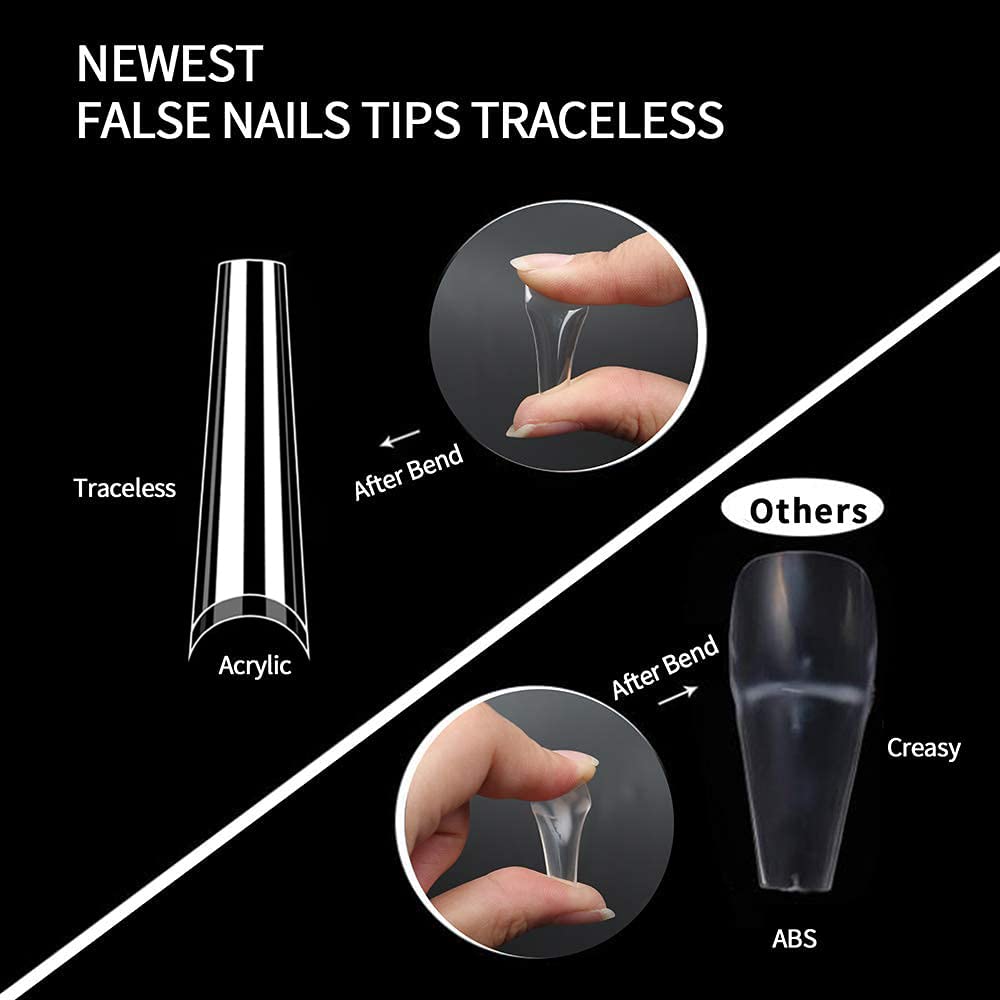 UNA GELLA Coffin Fake Nails Tips Extra Long 216 PCS XXL Coffin Acrylic Fake False Nails Tips Long Ballerina Nail Tips with Box for Nail Salons and Home DIY, 12 Sizes - Image 6