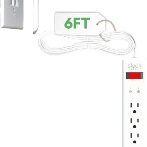 Sleek Socket Original & Patented Ultra-Thin Outlet Concealer with Cord Concealer Kit, Flat Extension Cord with Multi Outlets Surge Protector Power Strip, Ideal for Home Office and Home Theater