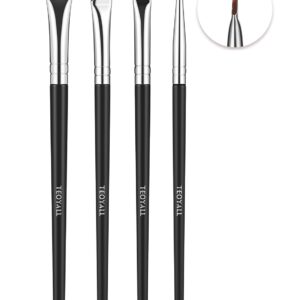 TEOYALL Eyeliner Brushes Set, 4 PCS Ultra Thin Slanted Angled Brush Precision Fine Point Eyeliner Brush Flat Eyebrow Brush (4 Eyeliner Brushes)