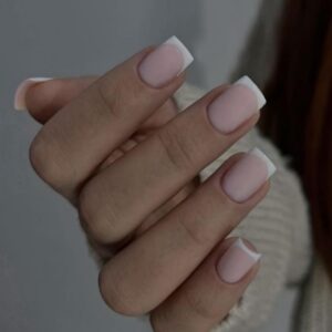 Matte White French Tip Press on Nails Short Square Nails Press ons, Short Fake Nails Coffin Acrylic French Glue on Nail False for Women, Natural12 Sizes 24 Pcs