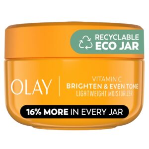 Olay Bright & Even Vitamin C with Lactic Acid Face Moisturizer, 2 oz Lightweight Brightening Face Cream for Uneven Skin Tone, Recyclable Eco Jar Packaging, Value Size