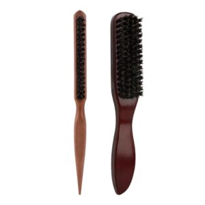 Boar Bristle Slick Back Hair Brush - Soft/Medium Teasing Boar Bristle Hair Brush Smoothing Hairbrush to Style, Polish, & Lay Hair Down Flat to Create a Sleek Frizz Free Hairstyle for Women and Men