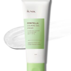 IUNIK Centella Calming Gel Cream Vegan Non-Sticky Moisturizing Blemish Care w/Centella Asiatica Tea Tree Soothes Acne Rosacea Oily & Sensitive Skin Korean Skincare