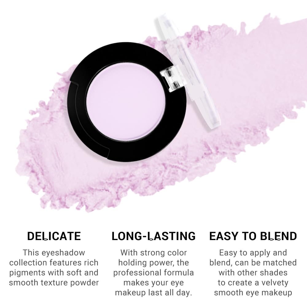 Monochrome Matte Eyeshadow Makeup Palette, Highly Pigmented Light Purple Eyeshadow Palette, Matte Pressed Powder Eye shadow Makeup, Single Vegan Eye Shadow, Daily Evening Women Girls Eyeshadow Gift12# - Image 4