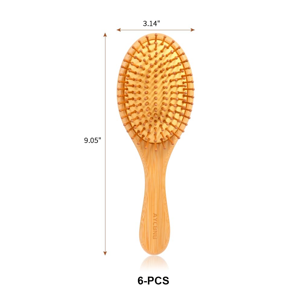 6 Piece Bamboo Hair Brush Set for Hair Growth, Large Paddle Detangler for All Hair Types - Image 2