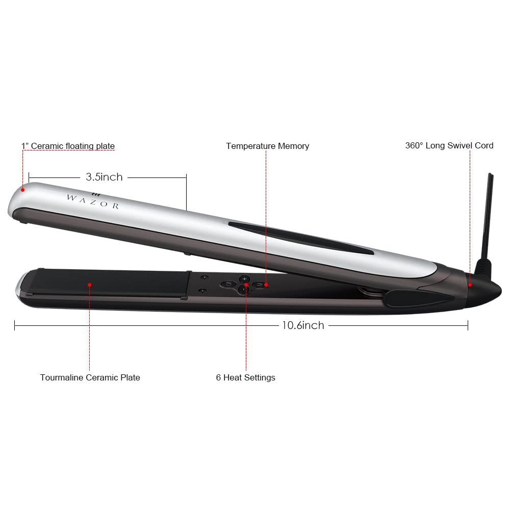 2 in 1 Flat Iron Professional Ceramic Hair Straightener Iron Instant Heat Up Automatic Shut Off and Digital LED Display Sliver White - Image 5