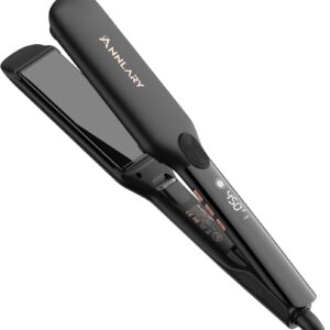 1.75 Inch Hair Straightener, Professional Titanium Plate with Ceramic Coating Ionic Dual Voltage Flat Iron with Anti-Iron Silicone for Less Frizz, Shinier & Smoother Hair