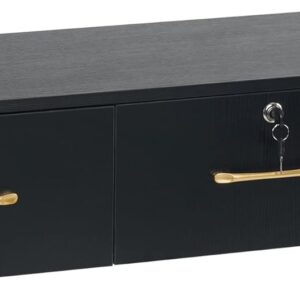 BarberPub Locking Wall Mount Styling Station, Barber Storage Floating Salon Station, Beauty Spa Salon Equipment with Drawers 2206 (Black)