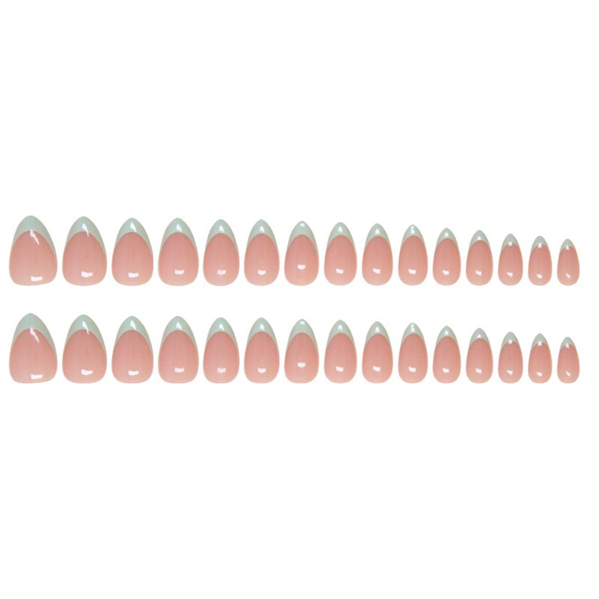 30Pcs Mint Green Press on Nails French Tip Fake Nails Short Almond Shape Acrylic False Nails Natural Artificial Glue on Nails Press on Nude Pink Stick on Nails DIY Art for Women Girls - Image 5