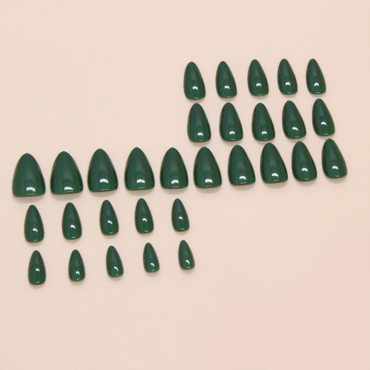 Green Press on Nails Short Almond Fake Nails Press ons False Nails with Designs Acrylic Glossy Full Cover Glue on Nails Press ons Cute Artificial Stick on Nails for Women Manicure 24 Pcs - Image 4
