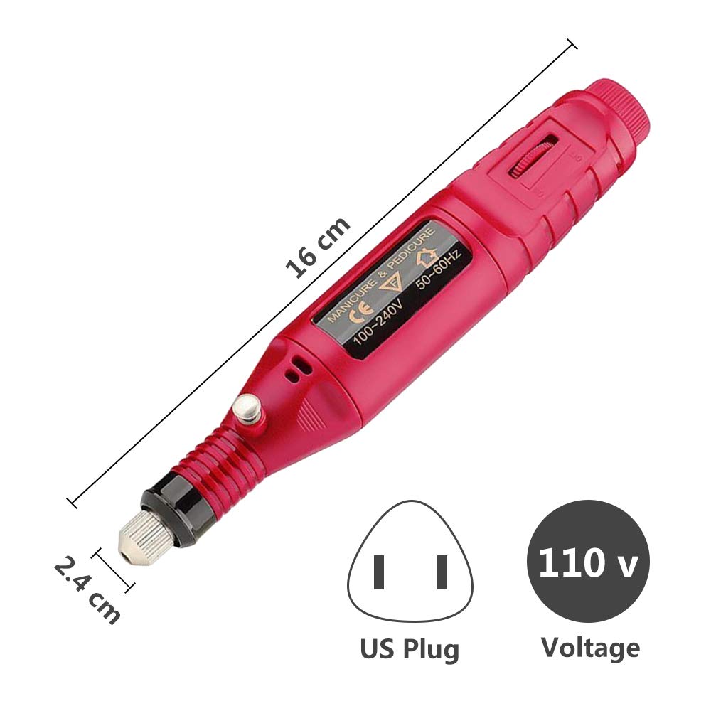 Pinkiou Portable Electric Nail Drill Set Pen Sander Polish Machine Acrylic Gel Removal Manicure Filer Kit with 6 Nail Drill Bits Pedicure Efile Rotary Carver Nail Art Tools - Image 2