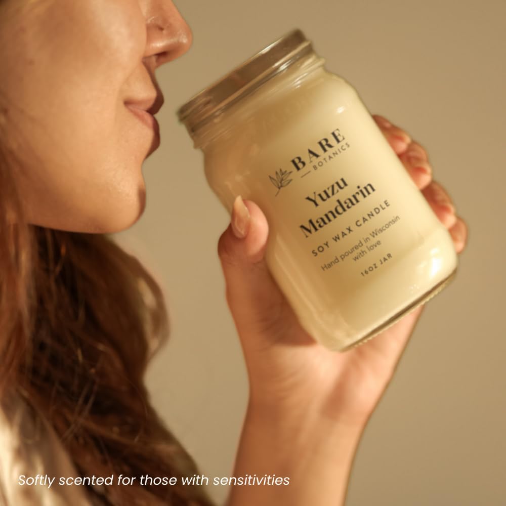 Bare Botanics Warm Vanilla Oak Scented Soy Candle - Premium Candle in 16 oz Mason Jar - 100% Natural Soy Wax & Plant-Based Fragrance Oils, Softly-Scented - Handpoured in WI - 60 Hrs Long Burning - Image 4