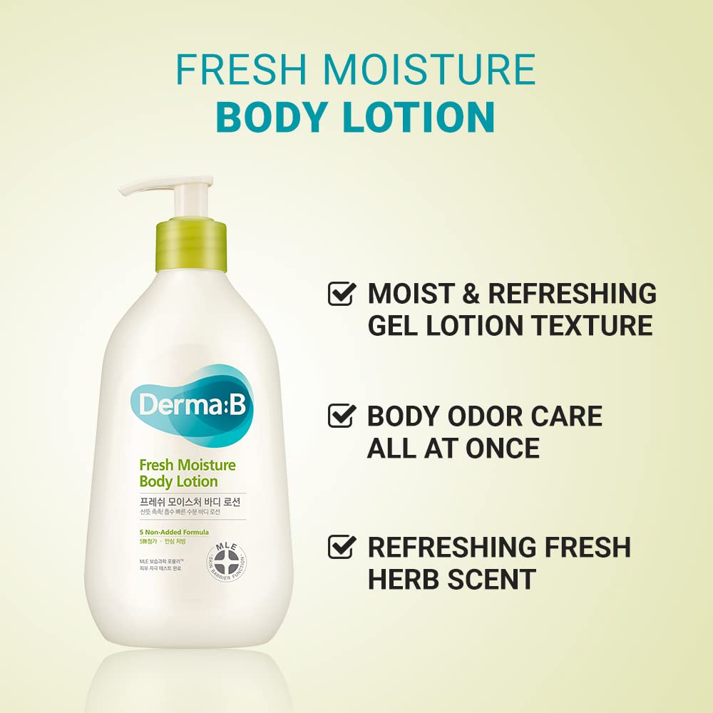 Derma B | Fresh Moisture Body Lotion | Lotion for Extremely Dry Skin | Intensive Skin Moisturizing | Fast-Absorbing & Long-Lasting Moisturizer | Natural Deodorant Cream | Body Care | 3.5 fl oz (400ml) - Image 2