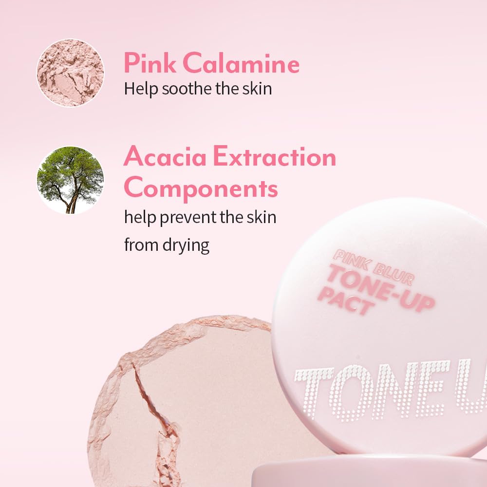 I'M MEME Compact - Tone-up Pact | Korean Pressed Setting Powder for Pink Blur Effect, with Calamine, Mattify Skin, Makeup Foundation, Translucent Compact, Oily Skin, Natural Coverage, 0.35 Oz - Image 7