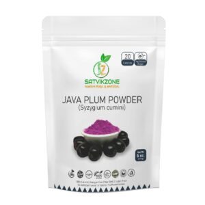 Java Plum Jamun Fruit Powder, 100% Natural, 6 oz, Vegan Friendly, No Added Sugar, No Artificial Flavors/Colors/Preservatives, NON-GMO, Eco-friendly Standup Resealable Pouch