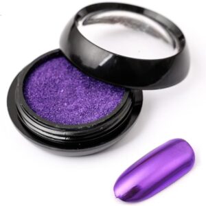 Chrome Nail Powder, Metallic Mirror Holographic Nail Glitter Chrome Powder Reflective Glossy Nail Powder Pigment Manicure for Nail Art DIY Decoration (10 Purple)