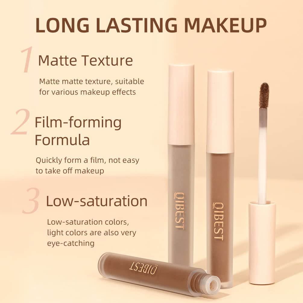 QiBest Matte Liquid Tinted Eye Shadow Liquid Smoky Eye Makeup Retouch Face Nude Three-dimensional Eye Cheek Glitter Metal Quick Dry Waterproof Long Lasting Dual Use Set Non-Greasy - Image 3