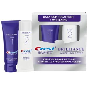 Crest 3D White Brilliance 2 Step Kit, Crest 3D White Toothpaste, Deep Clean Toothpaste (4oz) + Teeth Whitening Gel (2.3oz)
