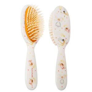 Rock & Ruddle Soft White Natural Boar Bristle Hairbrush for Babies and Young Children. Perfect for Fine Hair Detangling and Smoothing. Fairies Design, Small