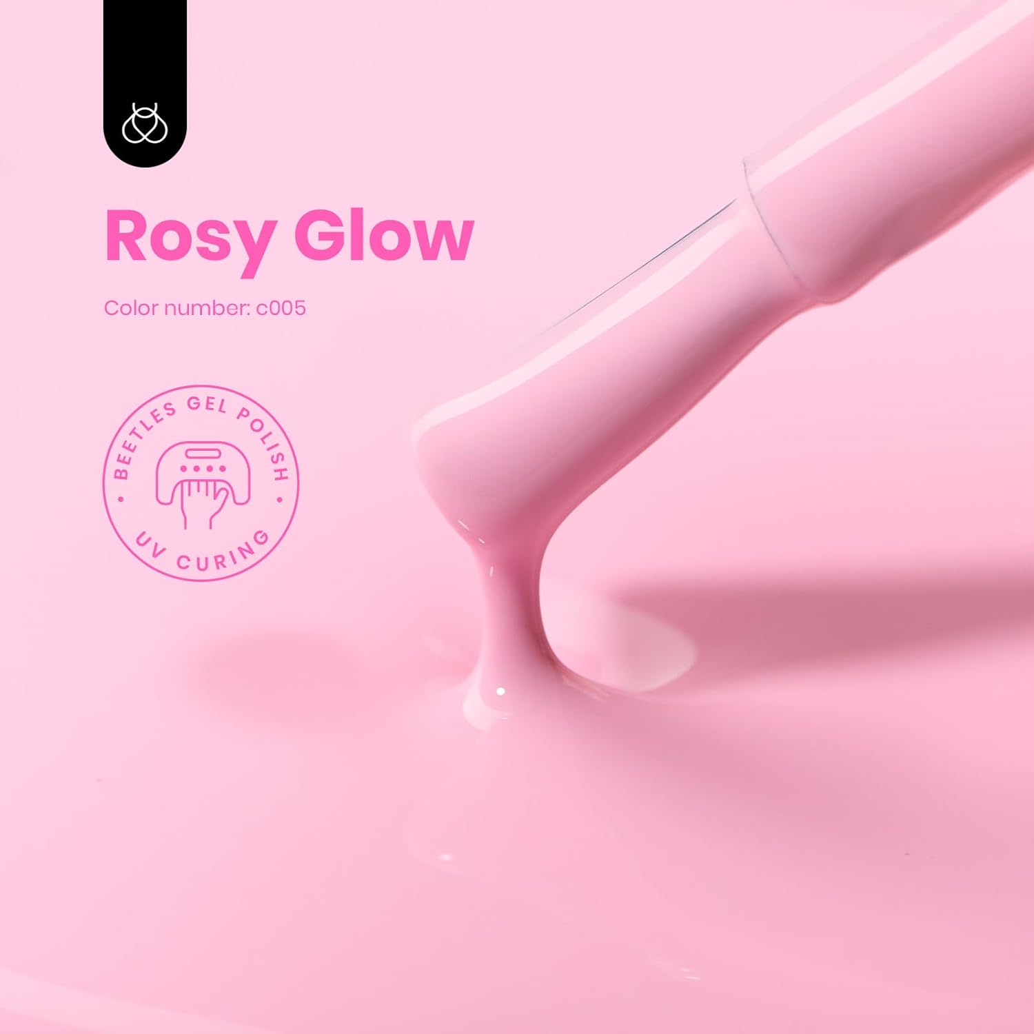 Beetles Pink Gel Nail Polish 15ml, Baby Pink Soak Off UV LED Gel Polish High Gloss for Manicure Art for Salon DIY Colorful Bottle Rosy Glow - Image 2