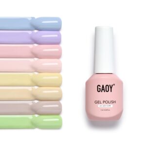 GAOY Pastel Gel Nail Polish Set, 8 Pink Green Blue Colors Soak Off Gel Polish Kit for Salon and Nail Art DIY at Home