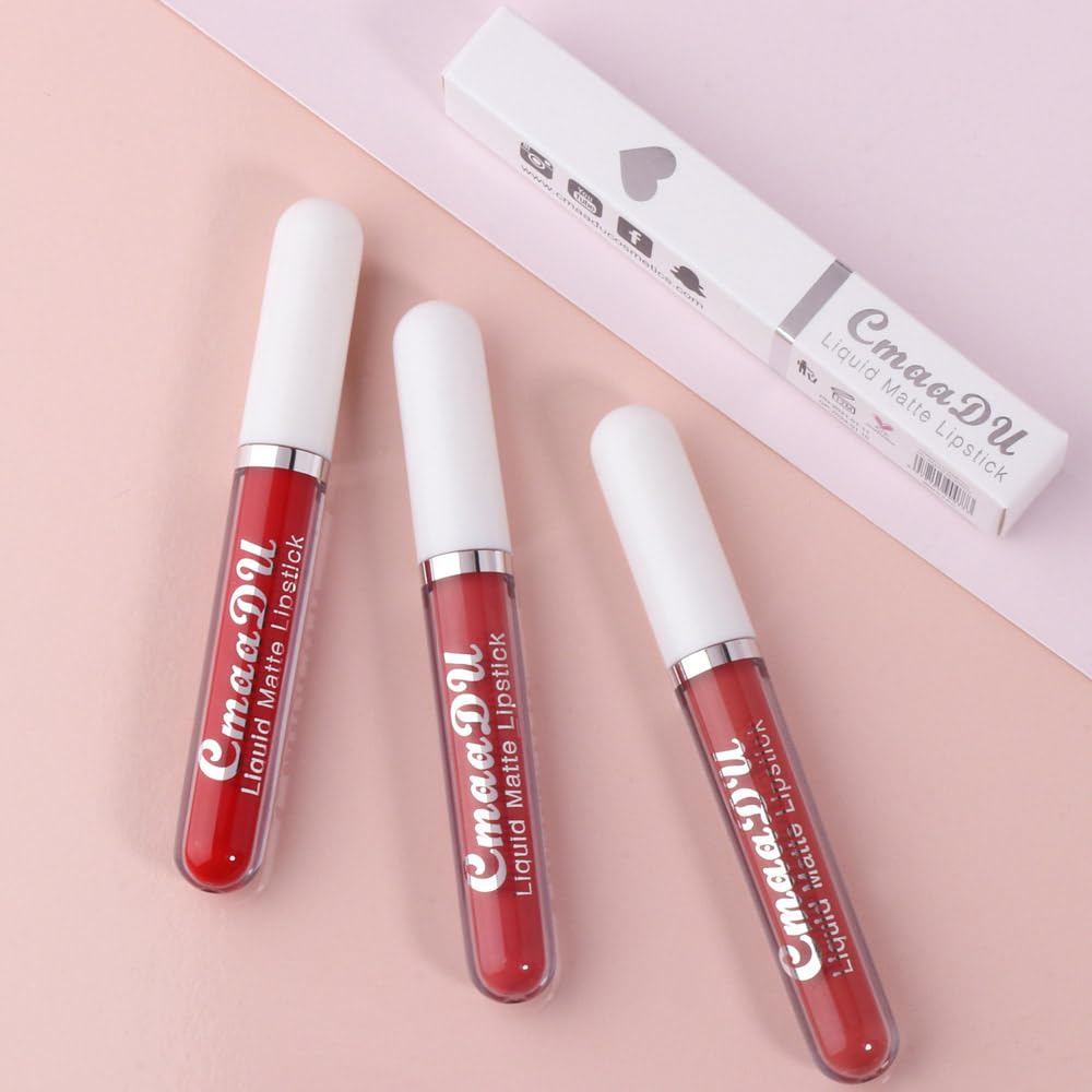 evpct 1Pcs Coral Red Liquid Matte Lipstick Lipgloss Set for Women, labiales mate 24 horas originales matte larga duracion 24 Hour Lipstick Lip Stains Long Lasting Waterproof 24, 03# - Image 6