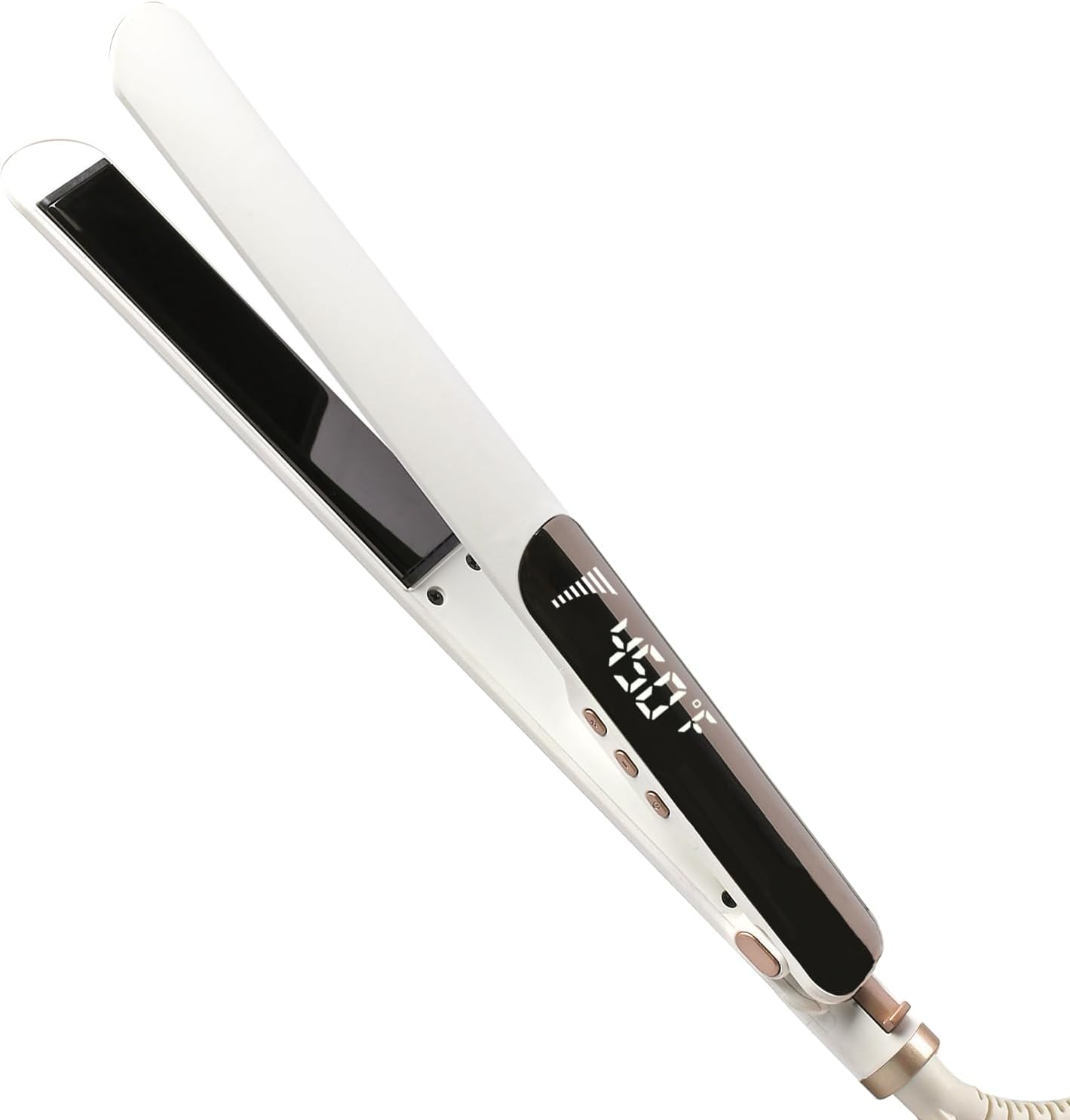 Ultra Thin Titanium Flat Iron Hair Straightener, 1 Inch Double Side Fast Heating Styling Iron for Straightening or Curling, Dual Voltage Real-Time Temp Display, White