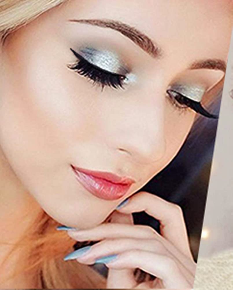 Go Ho 9 Colors Light Blue Grey Black Silver Powder Eyeshadow Palette,Matte&Shimmer&Glitter Eyeshadow Makeup Palette,Waterproof Daily Shades Eye Shadow Make up,14 - Image 7