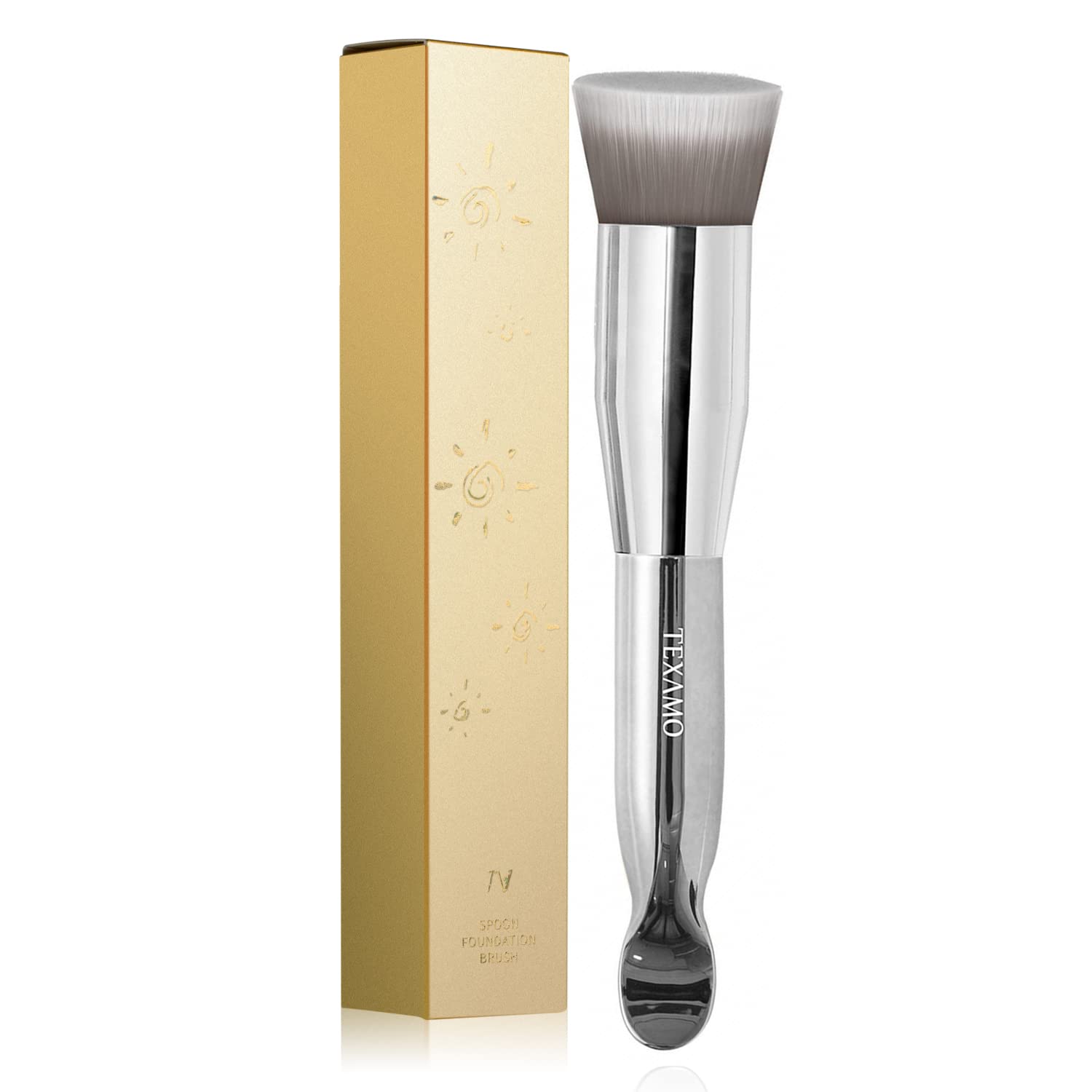 Flat Top Kabuki Foundation Brush TEXAMO Spoon Dual-ended Angled Foundation Makeup Brush Concealer Brush Premium Face Brush, Blending Powder Cream Buffing Stippling