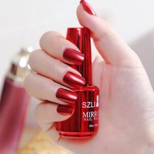 Metallic Nail Polish, Mirror Long-Lasting Quick Dry Nail Lacquers, Shiny Nail Art Decoration (4#, 18ml)