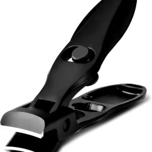 German Nail Clippers, Premium Stainless Steel Wide Jaw Anti Splash Design,Ultra Sharp Heavy Duty Clippers with Ergonomic Lever,Perfect for Men,Women, and Seniors(Black)