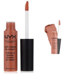 NYX PROFESSIONAL MAKEUP Soft Matte Lip Cream Lightweight Liquid Lipstick Bundle - Abu Dhabi (Deep Rose-Beige) & Stockholm (Mid-Tone Beige Pink)