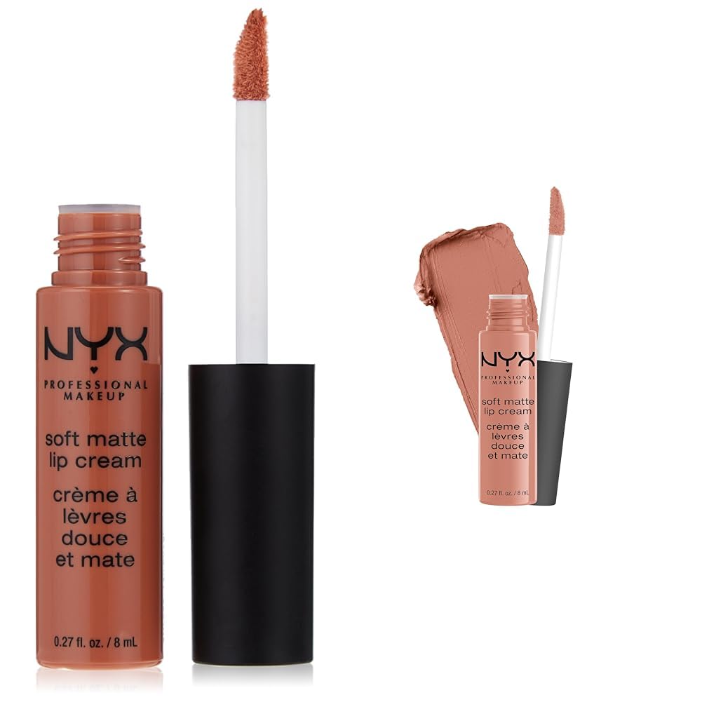 NYX PROFESSIONAL MAKEUP Soft Matte Lip Cream Lightweight Liquid Lipstick Bundle - Abu Dhabi (Deep Rose-Beige) & Stockholm (Mid-Tone Beige Pink)