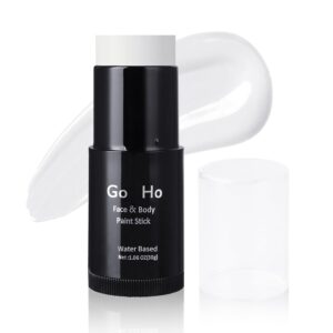Go Ho White Face Paint,Easily Washable Formula Face Paint Stick,Non-toxic Full-coverage Cream to Powder White Face Body Paint for Halloween Cosplay Zombie Skeleton Clown Goth Makeup