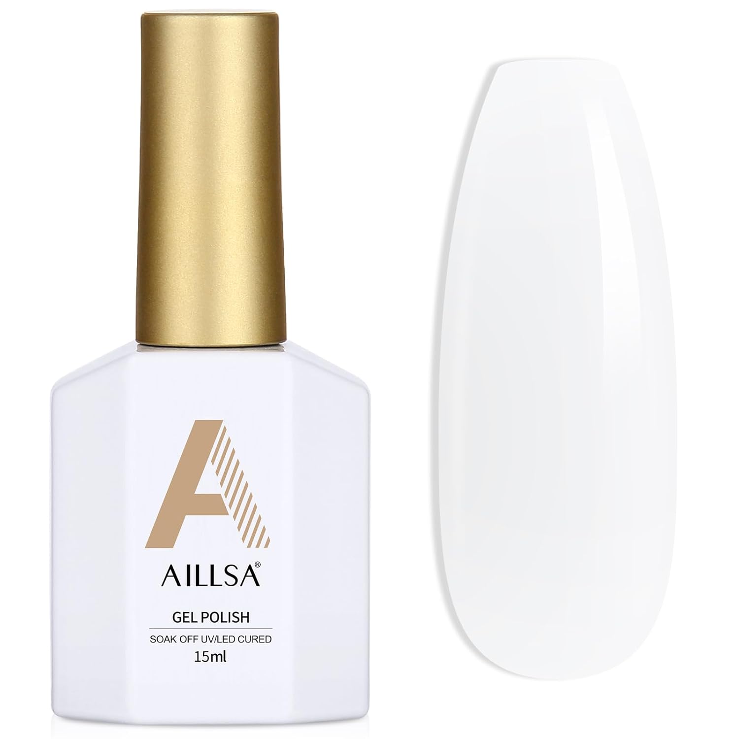 AILLSA Milky White Gel Polish Nude Gel Nail Polish Light Color Translucent Neutral Gel Polish Long Lasting Natural Jelly Nails Soak Off U V Gel for French Manicure at Home 0.51 Oz GB134 - Image 2