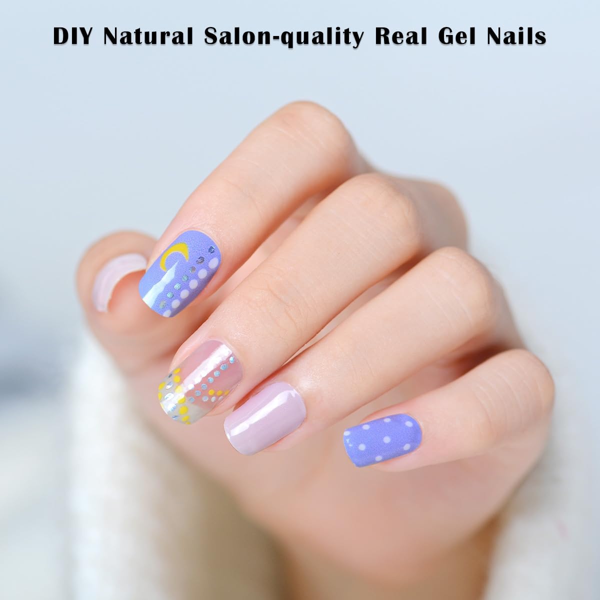 KING HORSE 22pcs Multicolor Polka Dot Gel Nail Stickers Long Lasting UV Free Nail Strips - Image 2